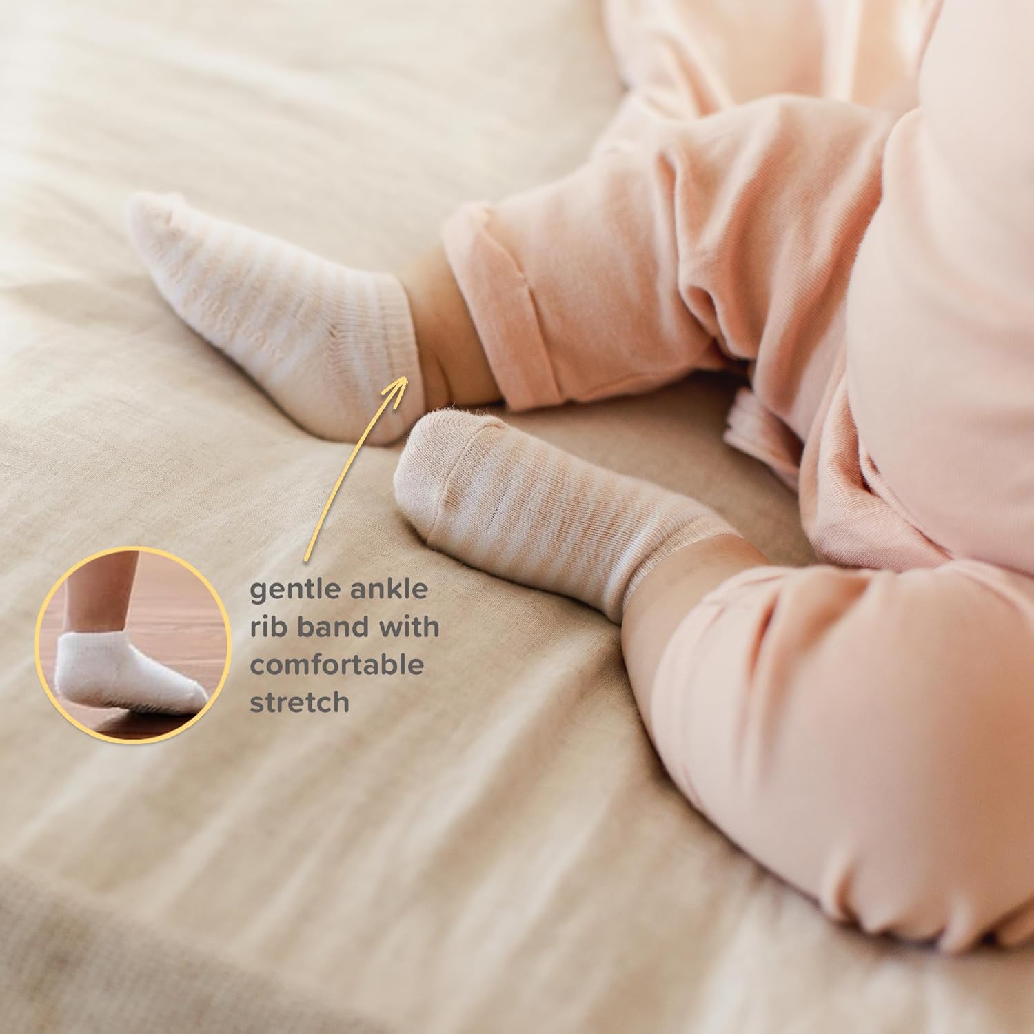 AmazingIReview Burt's Bees Baby Baby Girls' Ankle Socks with Non-Slip Grips (6-Pack) - Image 4