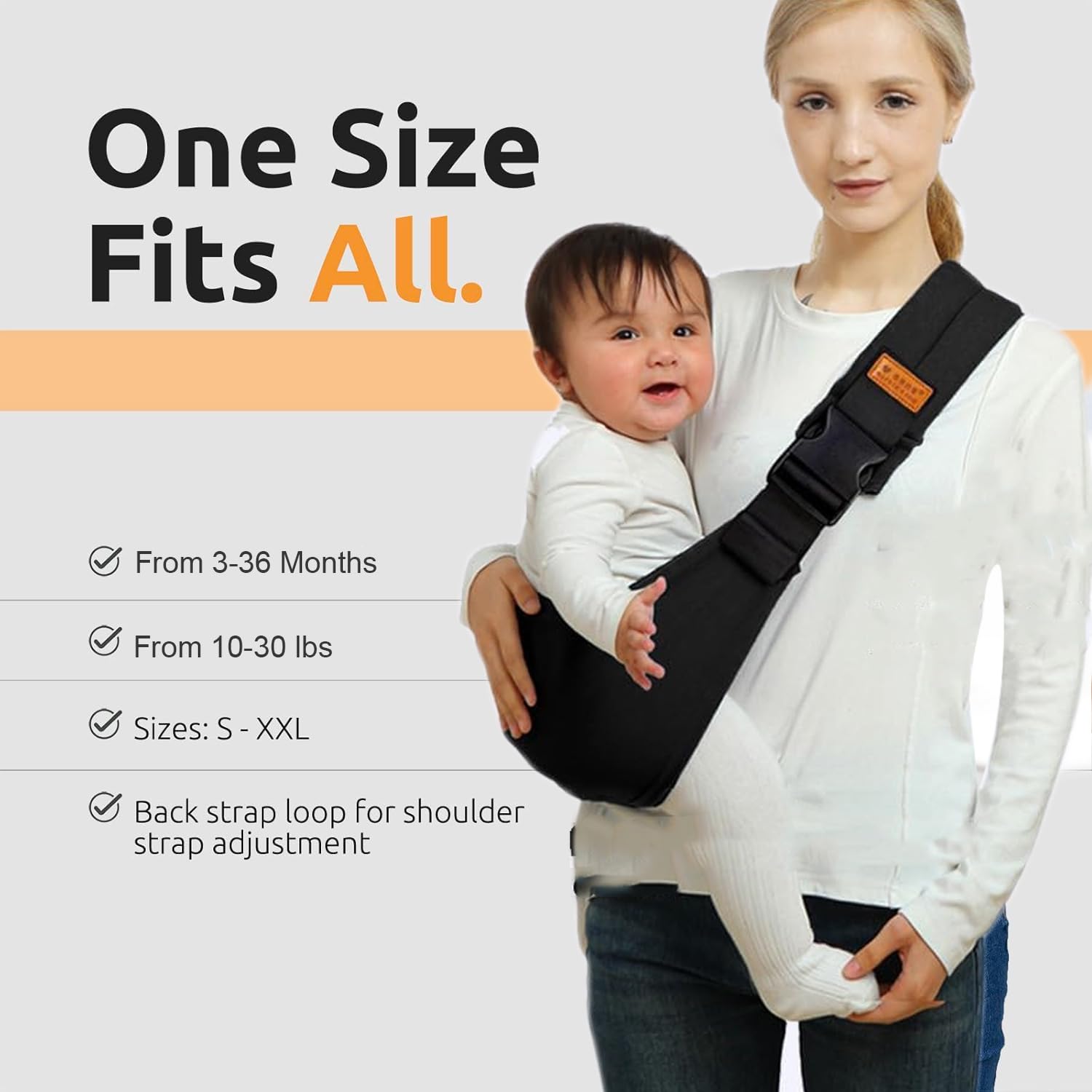 Amazing Baby Sling Carrier Newborn to Toddler Adjustable One-Shoulder Design with Hip Seat Support, Labor-Saving Baby Wraps Carrier 10-30 lbs(Black Sailboat) - Image 2