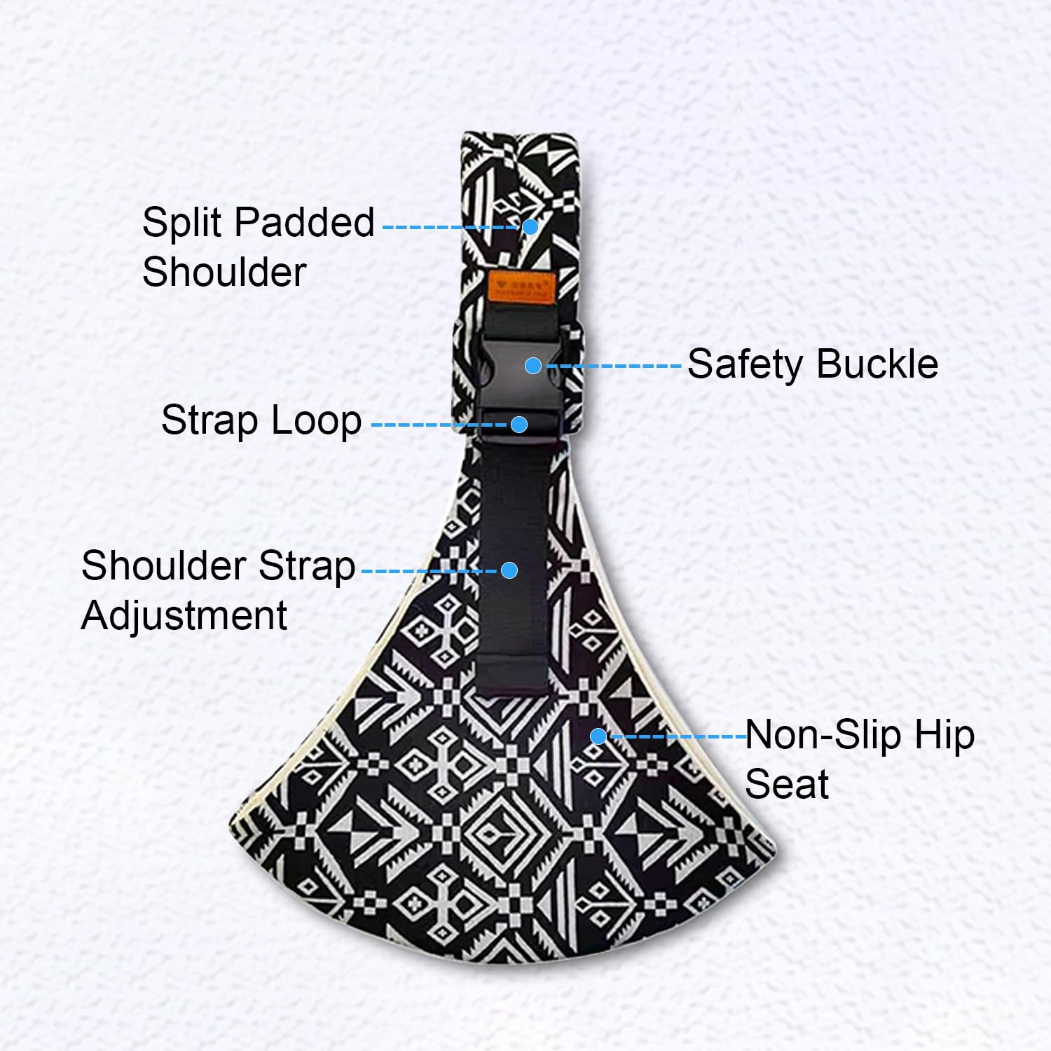 Amazing Baby Sling Carrier Newborn to Toddler Adjustable One-Shoulder Design with Hip Seat Support, Labor-Saving Baby Wraps Carrier 10-30 lbs(Black Sailboat) - Image 3