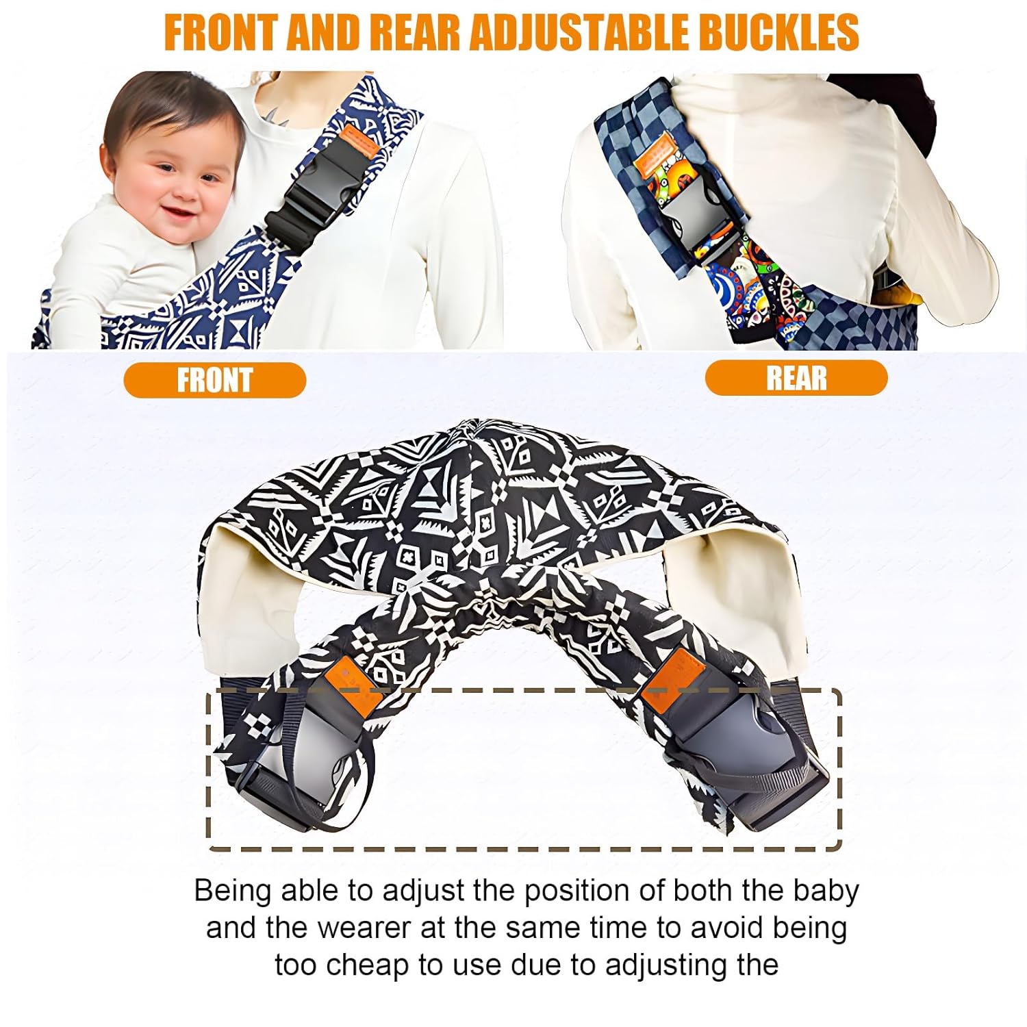 Amazing Baby Sling Carrier Newborn to Toddler Adjustable One-Shoulder Design with Hip Seat Support, Labor-Saving Baby Wraps Carrier 10-30 lbs(Black Sailboat) - Image 4