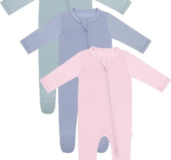 RRP Unisex Baby Footies Pajamas,Rayon Derived From Bamboo,Buttery Soft Sleep 'N Play PJs,2-Way Zipper Closure,0-18 Months