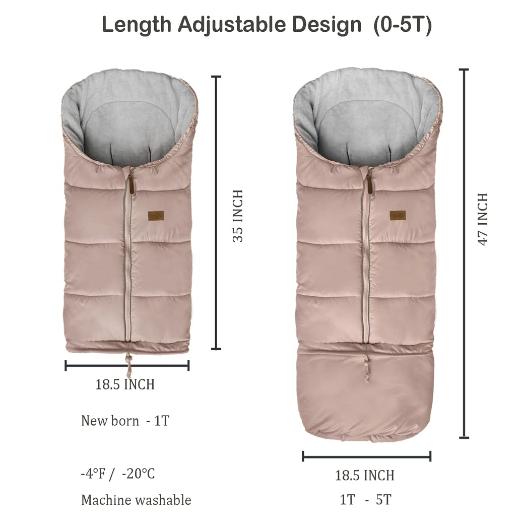 AmazingIReview 0-5T Length Extension Baby Universal Stroller Footmuff,Waterproof Durable Coral Fleece Stroller Bunting Bag,Stroller Bassinet Winter Blanket Cover Toddler,Pink - Image 5