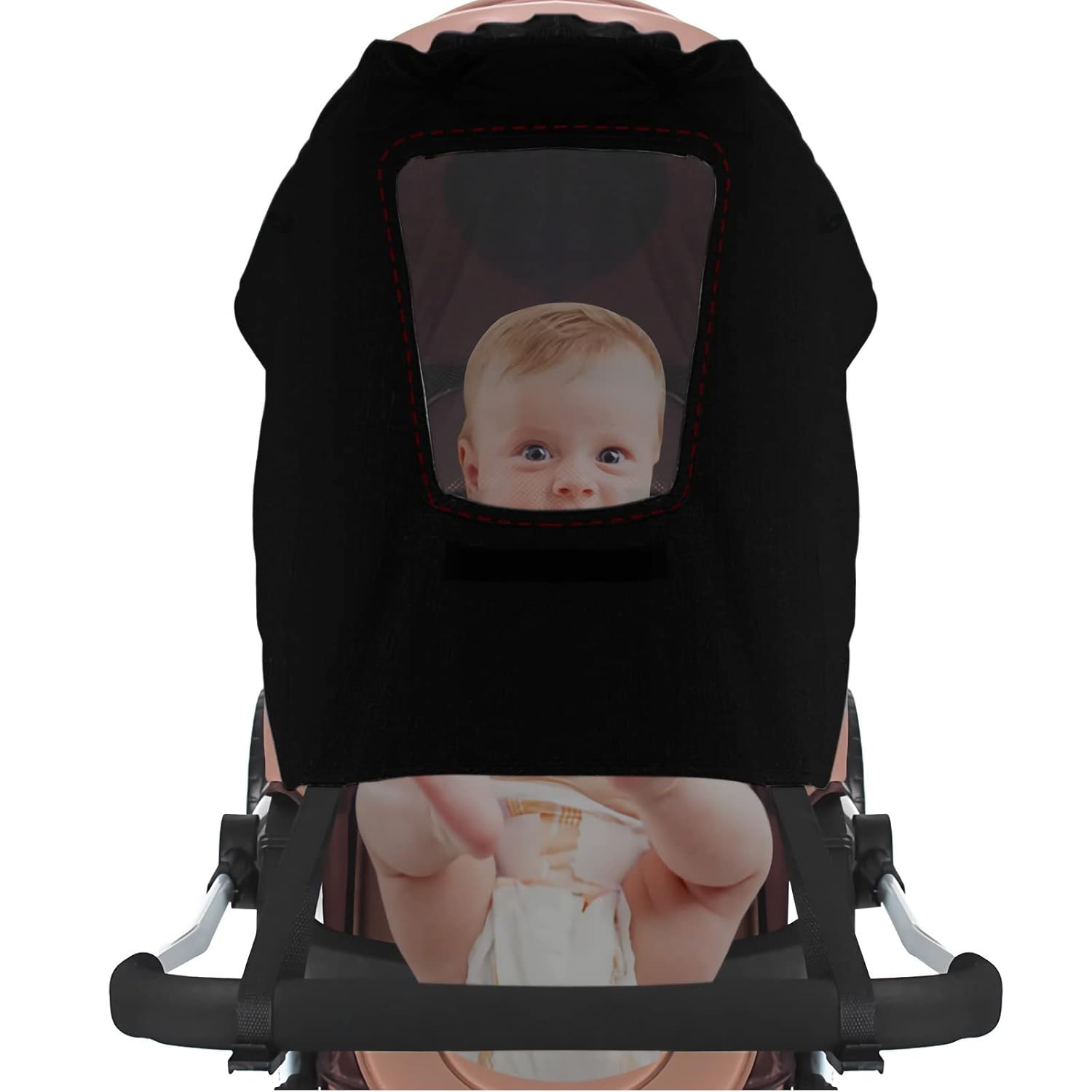 New UPF 50+ Baby Stroller Sun Shade UV Sun Protection Extension Cover with See Through Waterproof Breathable Pushchair Blackout Rain Cover Shield Canopy for Pram Stroller Accessory Easy Install - Image 4