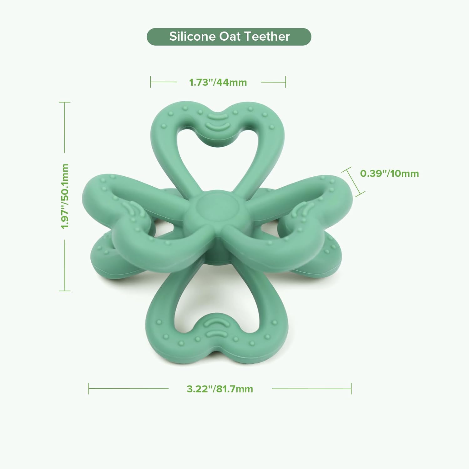 Amazing Haakaa Silicone Clover Teether - Food Grade Silicone Teething Toys for Babies 3-6 Months 6-12 Months, Soft & Easy Hold Chew Toy for Infant, BPA Free (Pea Green) - Image 9
