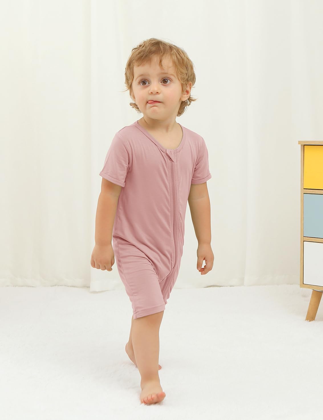 AmazingIReview Baby Romper 3 Pack Bamboo Rayon Footless Short Sleeve Zipper Romper - Image 5