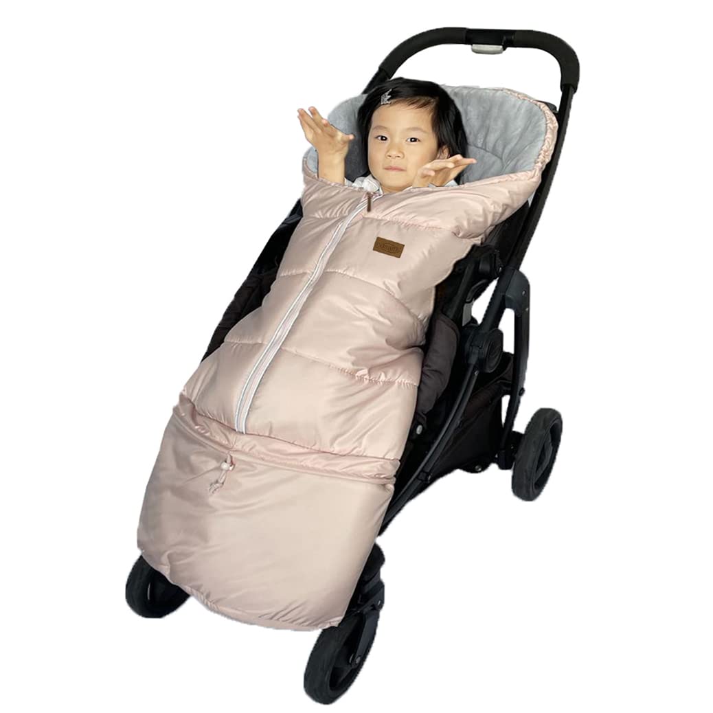 AmazingIReview 0-5T Length Extension Baby Universal Stroller Footmuff,Waterproof Durable Coral Fleece Stroller Bunting Bag,Stroller Bassinet Winter Blanket Cover Toddler,Pink - Image 3