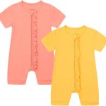 JunNeng Rayon Viscose from Bamboo Baby Zipper Romper,Soft Jumpsuit Short Sleeve One Piece Coverall for Boy Girl