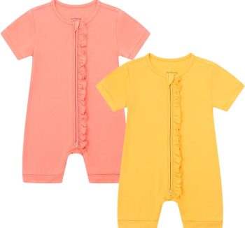 JunNeng Rayon Viscose from Bamboo Baby Zipper Romper,Soft Jumpsuit Short Sleeve One Piece Coverall for Boy Girl