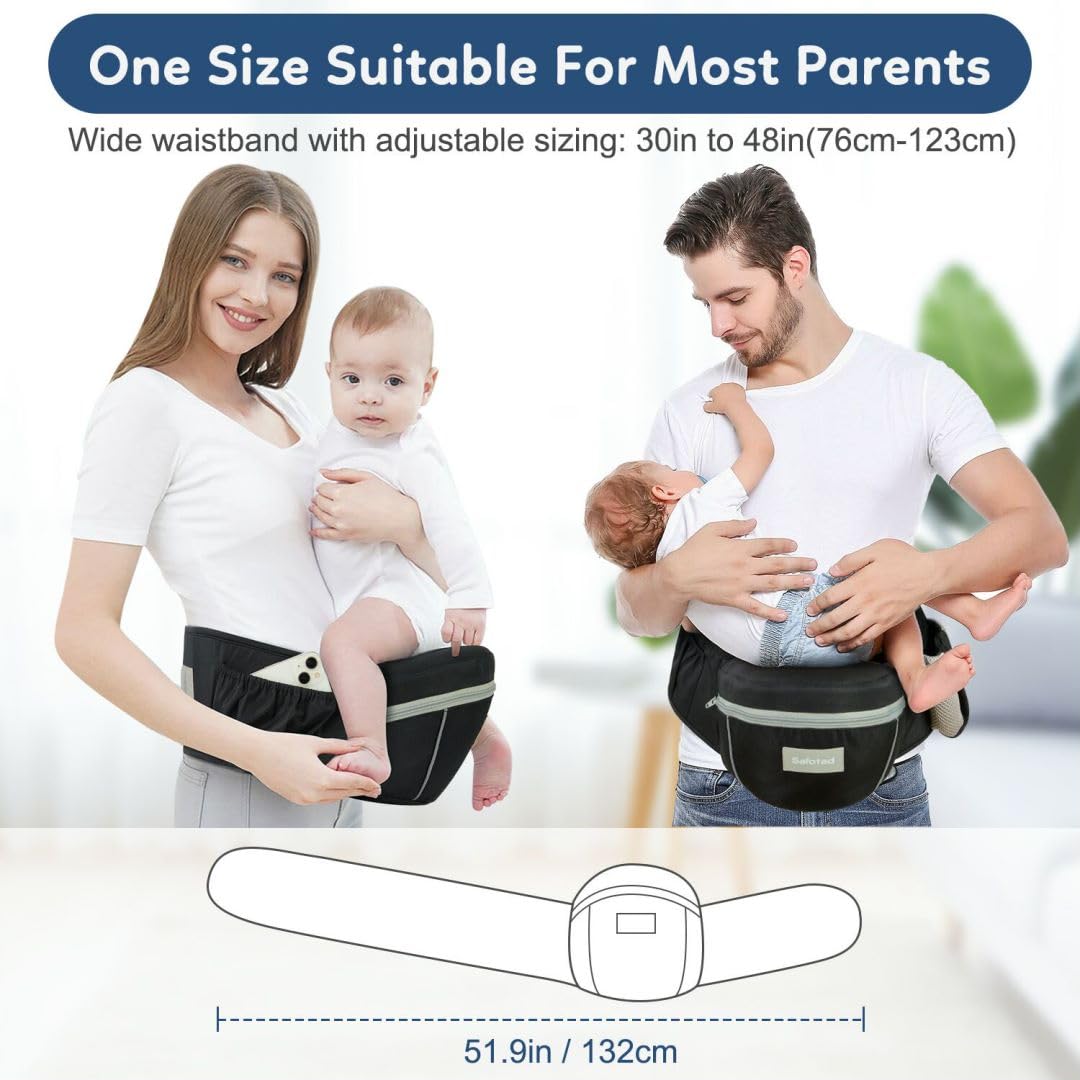 Amazing Baby Carrier with Hip Seat, Ergonomic Front Carrier for Newborns & Toddlers, Adjustable Waistband with Strong Support, Large Pocket Design, Black - Image 6