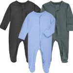 Aablexema Baby Pajamas Bamboo Rayon Zipper, 3pcs Unisex Infant Outfit with Mitten One Piece Footie Sleepwear