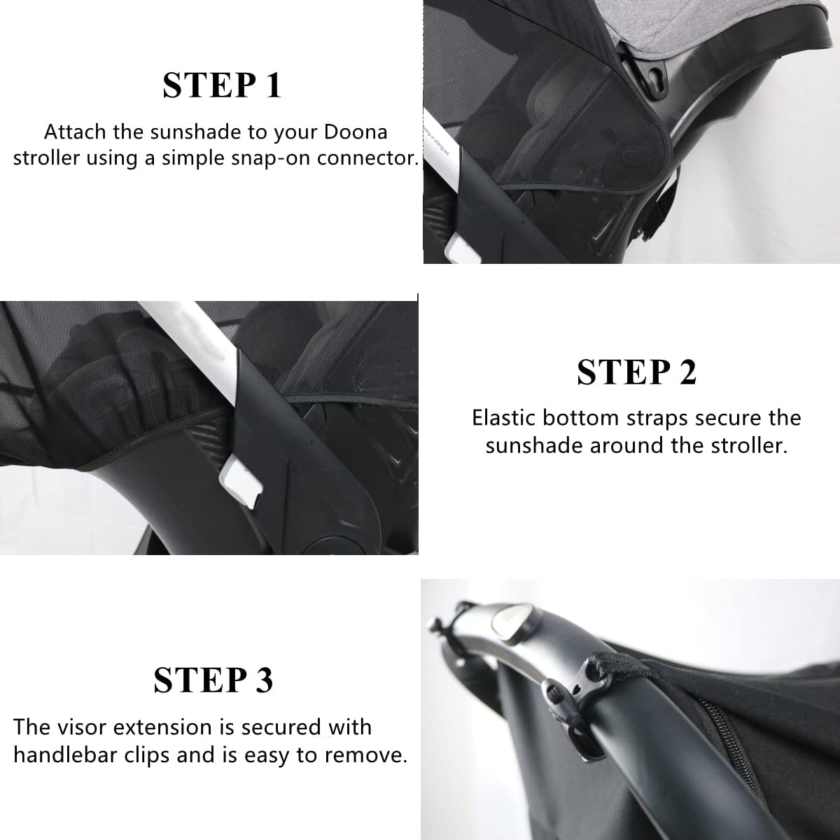 Amazing Snap-on Baby Stroller Sun Shade Compatible with Doona, Breathable 360° Full Coverage Sun Protection Canopy, Functional Anti-UV Stroller Blackout Cover Shield Sun Cover Shade fit Doona - Image 3