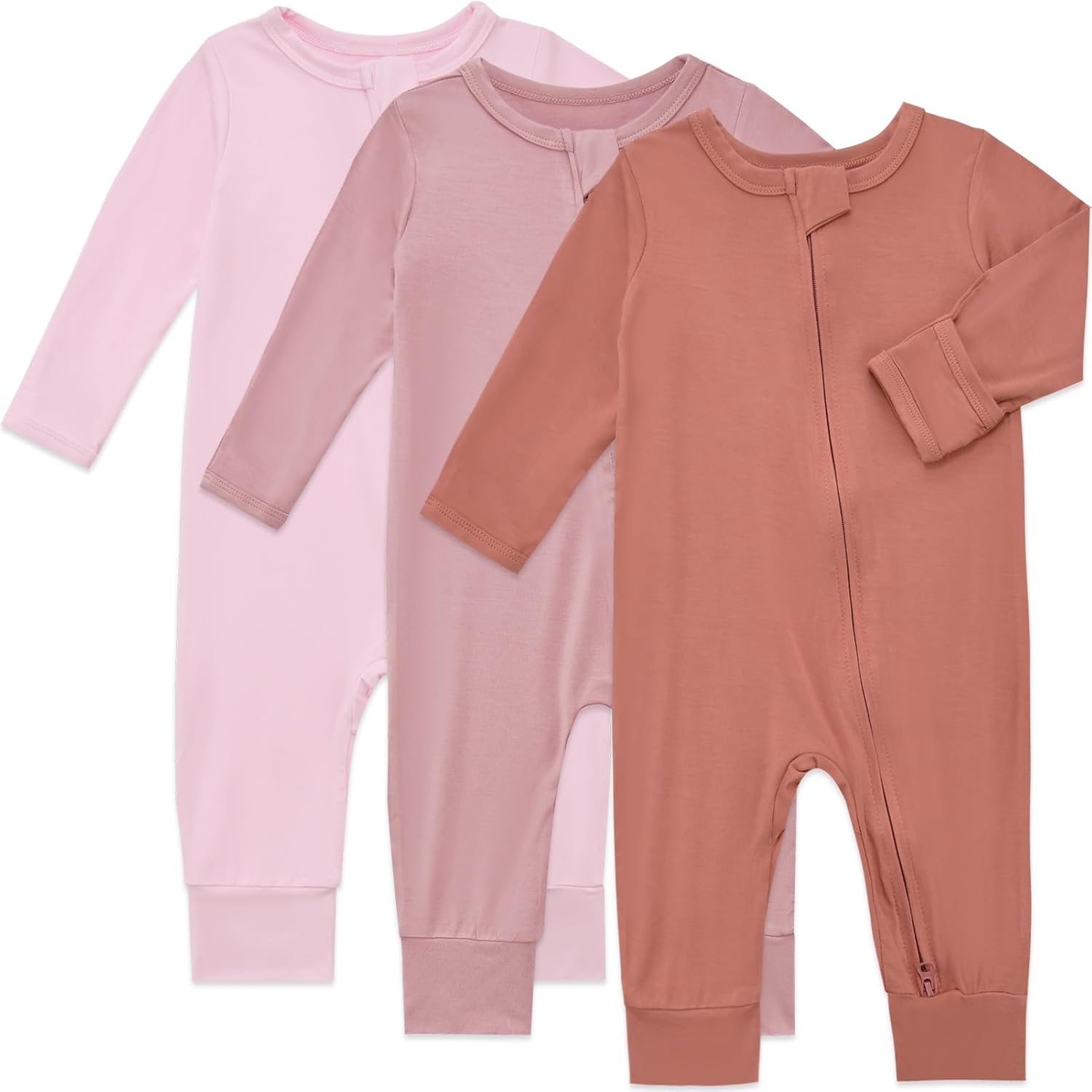Top|Great|Best Aablexema Baby Footless Pajamas Rayon 3pcs Unisex Infant Zipper Romper with Mitten Cuffs Sleep Play PJs - Smartbabygear.online