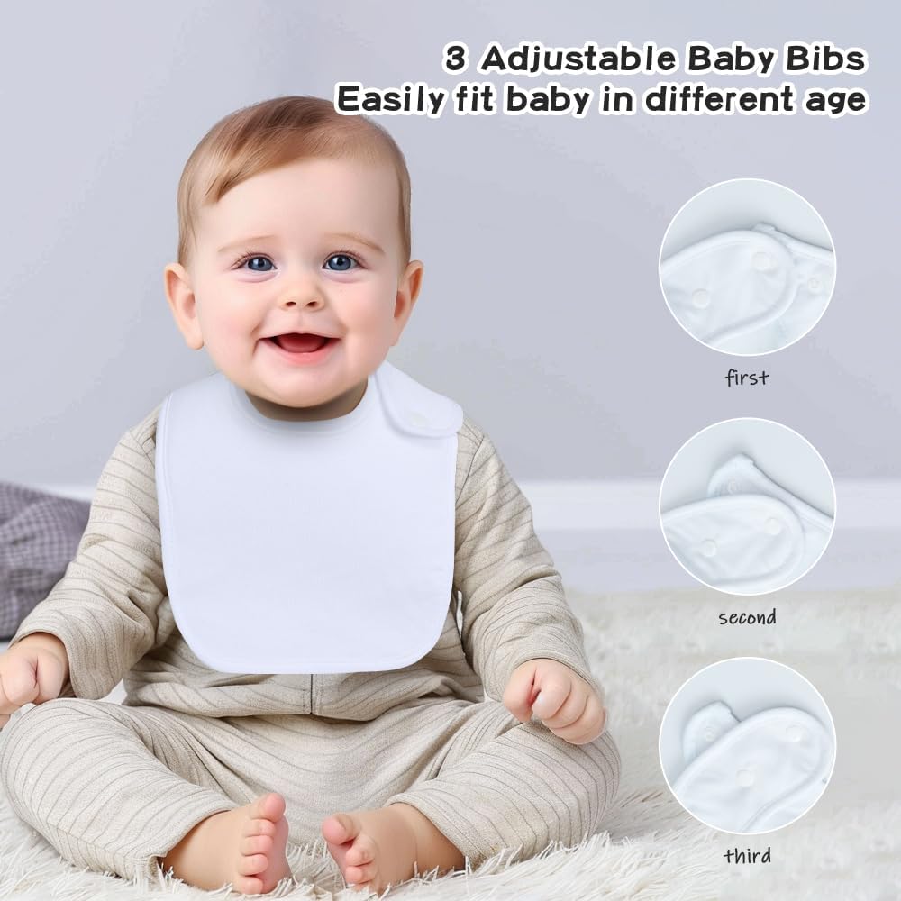 Amazing 8 Pack Baby Bibs Unisex Adjustable with Snaps Ultra Soft Absorbent Drooling Teething for Boys and Girls - Image 5