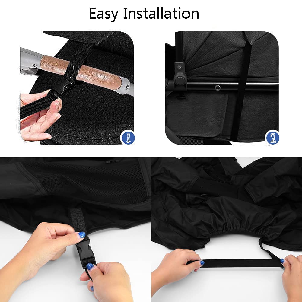 Amazing Baby Stroller Universal UPF 50+ Sun Protector Shade Blackout Cover Pushchair Shield Canopy Pram Rain Sunshade With See Through Extender Accessory Easy Installation - Image 6