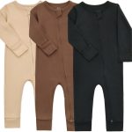 Aablexema Baby Cotton Footless Pajamas with Mitten, 3-pack Infant Romper Zip Up One Piece Jumpsuits Outfit