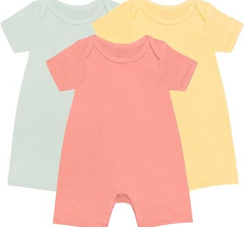 GUISBY Rayon Baby Pajamas, Short Sleeve Footless Rompers, Snap Closure Sleeper for Boy Girls