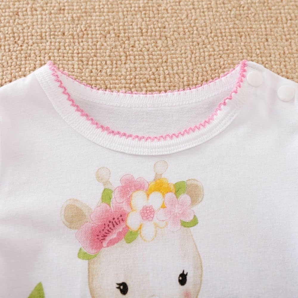 AmazingIReview Aoswep - Cute Giraffe + Zebra With Floral Print Long Sleeve Baby Girl Clothes White Jumpsuit For Baby One-Piece Romper - Image 4