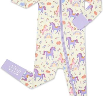 babee Reshinee Viscose Derived from Bamboo Baby Footie Pajamas Convertible Newborn Sleeper for Baby Girl Zipper Onesie 0-24M