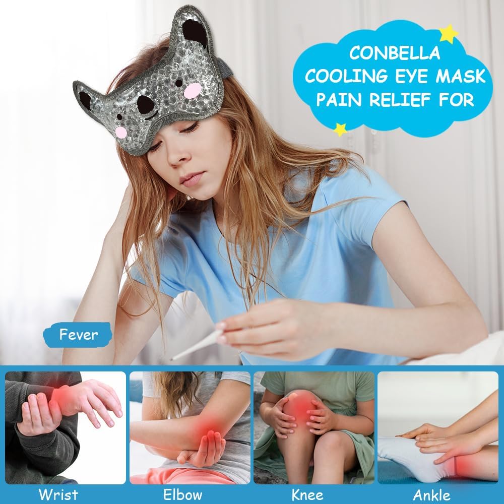 Awesome Kids Ice Packs 2 Packs Cooling Eye Mask with Soft Plush Backing for Children Boo Boos Sinus Headache Fever Patch for Kids (Green+Grey) - Image 3