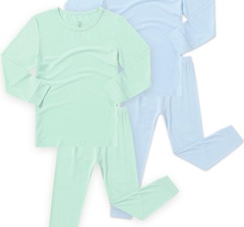 JunNeng Bamboo Viscose Pajamas for Toddler Baby, Boys Girls Solid Snug Fit Pajamas Long Sleeve Sleeper