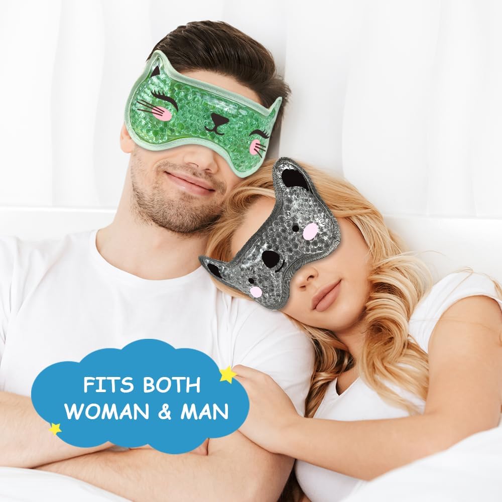 Awesome Kids Ice Packs 2 Packs Cooling Eye Mask with Soft Plush Backing for Children Boo Boos Sinus Headache Fever Patch for Kids (Green+Grey) - Image 2