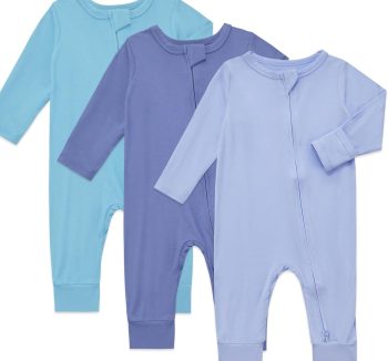 Aablexema Baby Footless Pajamas Rayon 3pcs Unisex Infant Zipper Romper with Mitten Cuffs Sleep Play PJs