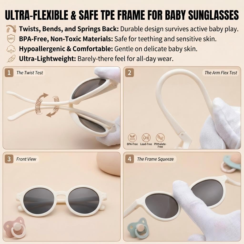 Review COASION Baby Polarized Sunglasses with Strap Adjustable TPEE Flexible Frame for Toddler Girls Boys Age 0-36 Months - Image 4