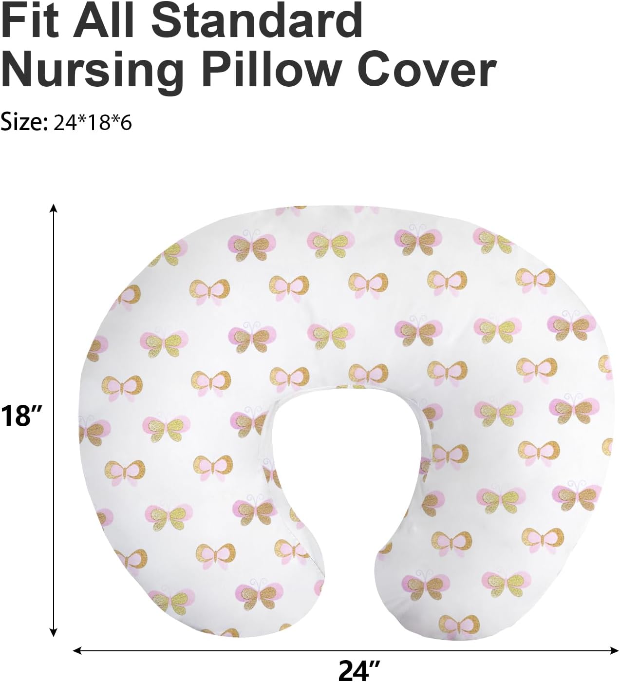 Top Little Grape Land Nursing Pillow Covers 2 Pack, Soft & Breathable Removable Breastfeeding Pillows Covers for Feeding Pillows, Nursing Pillow Slipcover for Baby Girls Boys, (Butterfly & Floral) - Image 4