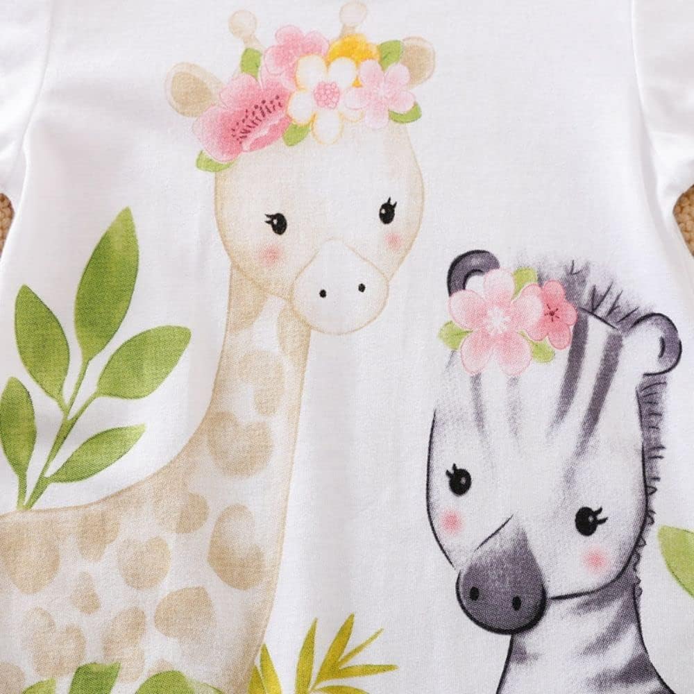 AmazingIReview Aoswep - Cute Giraffe + Zebra With Floral Print Long Sleeve Baby Girl Clothes White Jumpsuit For Baby One-Piece Romper - Image 5
