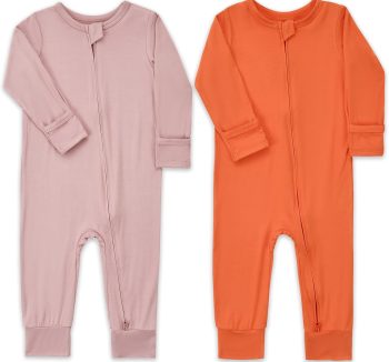 Aablexema Baby Footless Pajamas Zipper with Mitten, Rayon from Bamboo, Infant Long Sleeve Romper Pjs