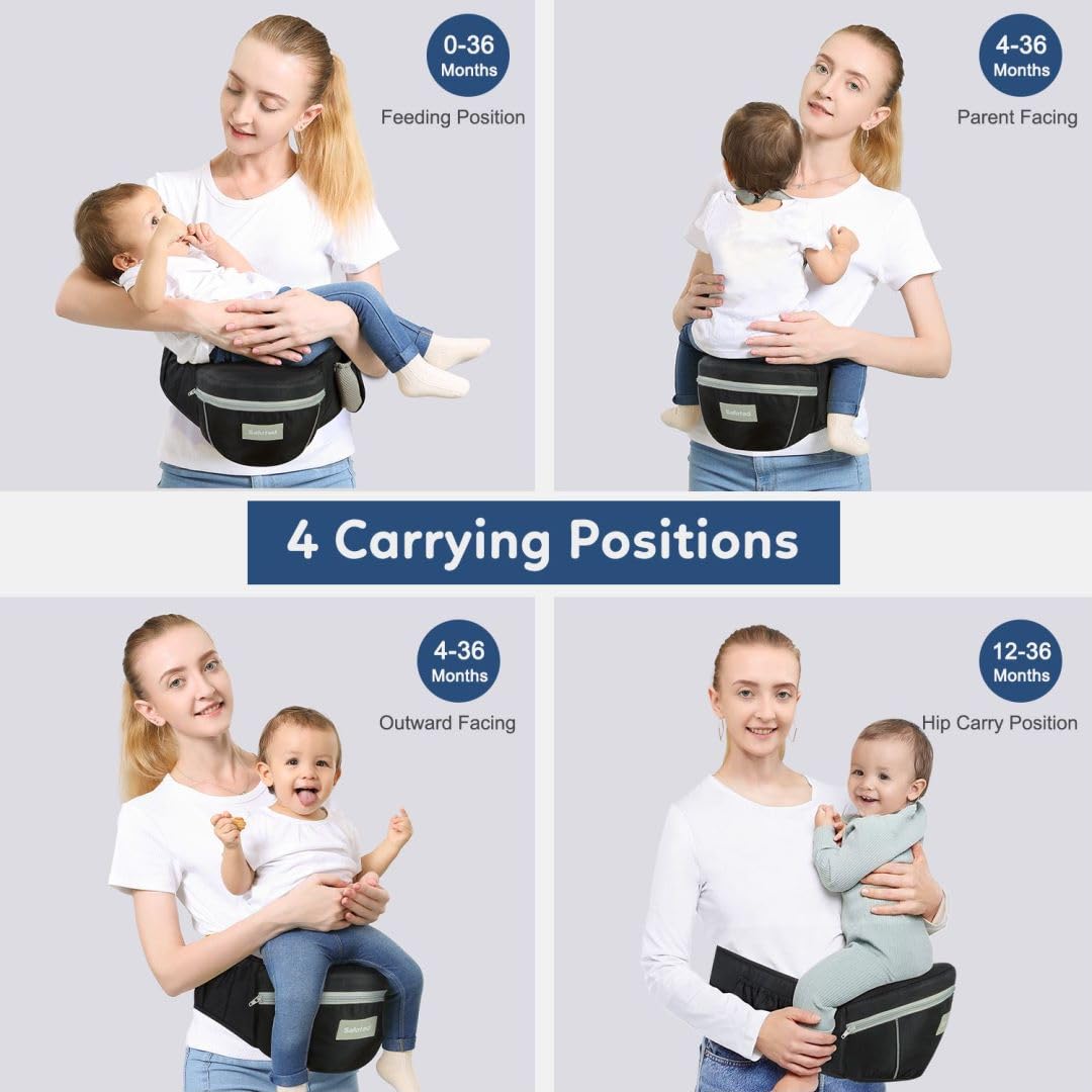 Amazing Baby Carrier with Hip Seat, Ergonomic Front Carrier for Newborns & Toddlers, Adjustable Waistband with Strong Support, Large Pocket Design, Black - Image 5