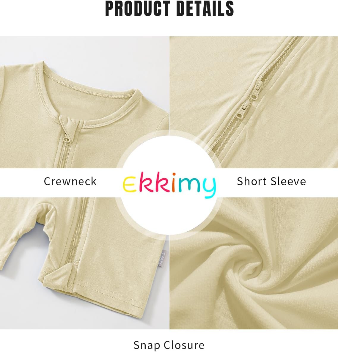 AmazingIReview Baby Romper 3 Pack Bamboo Rayon Footless Short Sleeve Zipper Romper - Image 2