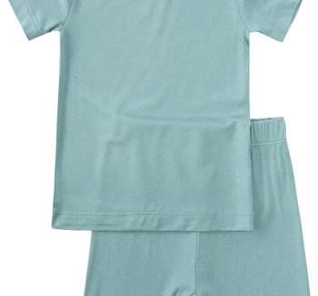Aablexema Baby Short Summer Pajamas - Toddler Cool Jammies Pjs Rayon from Bamboo,2pcs Kids Sleepwear Set for Boys Girls