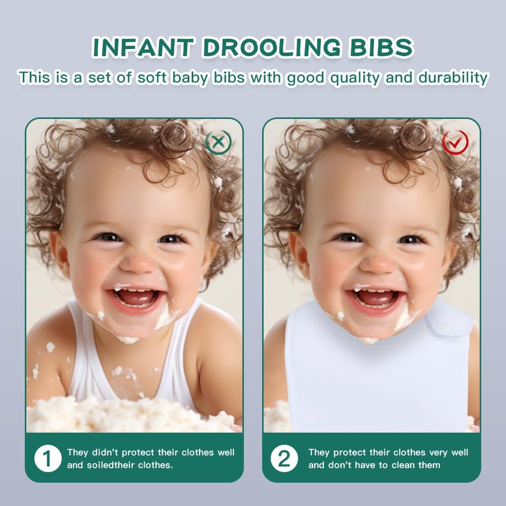 Amazing 8 Pack Baby Bibs Unisex Adjustable with Snaps Ultra Soft Absorbent Drooling Teething for Boys and Girls - Image 4