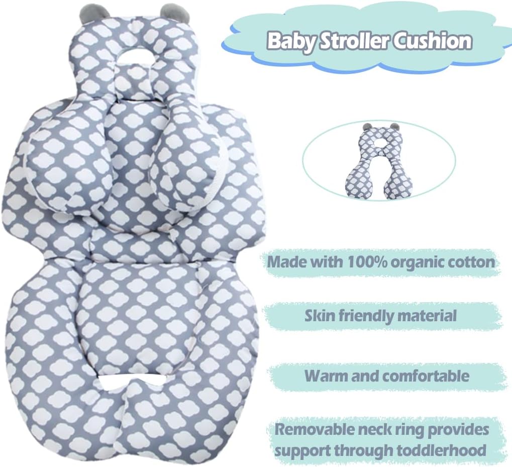Top KAKIBLIN Stroller Cushion Toddler Car Seat Insert, Carseat Insert Support for Newborn, Baby Stroller Pillow, Baby Pad Car Seat Neck Support Cushion for Toddler (Cloud) - Image 6