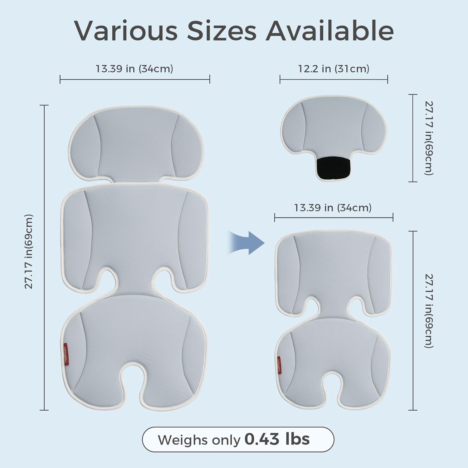 Best Deal Momcozy Breathable Stroller Seat Liner | Universal Adjustable Soft Pad | Soft & Dry Comfort | Detachable 2-Piece Feel Cooling-Touch Cushion | Fits Strollers, High Chair, Bassinet, Swing - Image 5