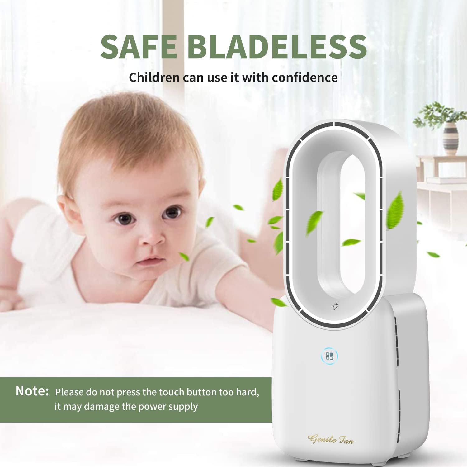 Amazing Misby Rechargeable Desk Fan, 5-color LED Light Bladeless Table Fan of 11.8 Inch, White Desk Fans Small Quiet for Bedroom, Home, Office - Image 7
