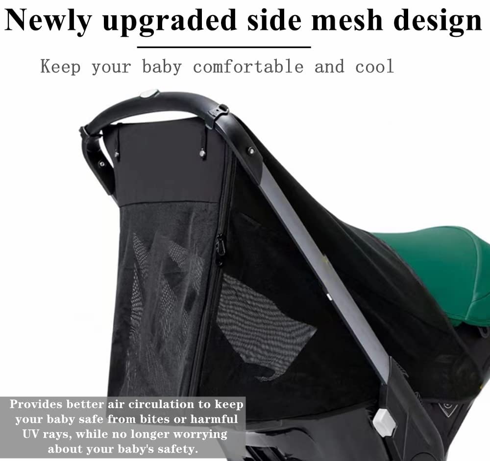 Amazing Snap-on Baby Stroller Sun Shade Compatible with Doona, Breathable 360° Full Coverage Sun Protection Canopy, Functional Anti-UV Stroller Blackout Cover Shield Sun Cover Shade fit Doona - Image 2