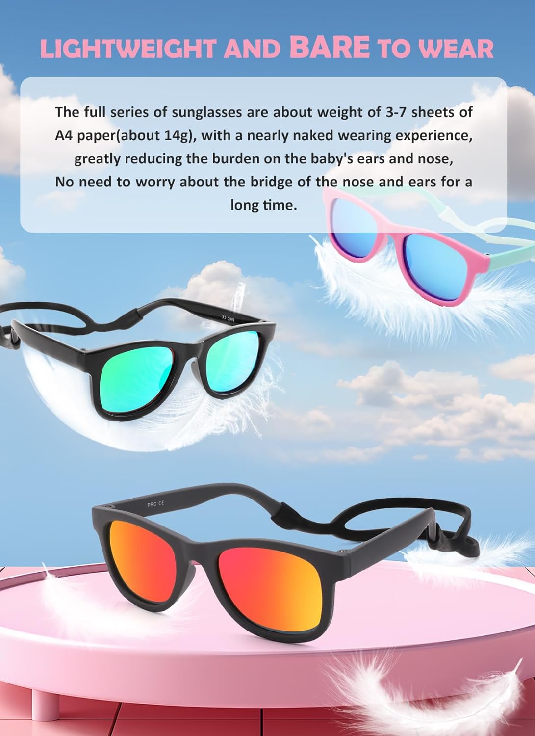Awesome AZorb Baby Boy Sunglasses with Strap Polarized Bendable Flexible Newborn Infant Toddler Sunglasses - Image 6