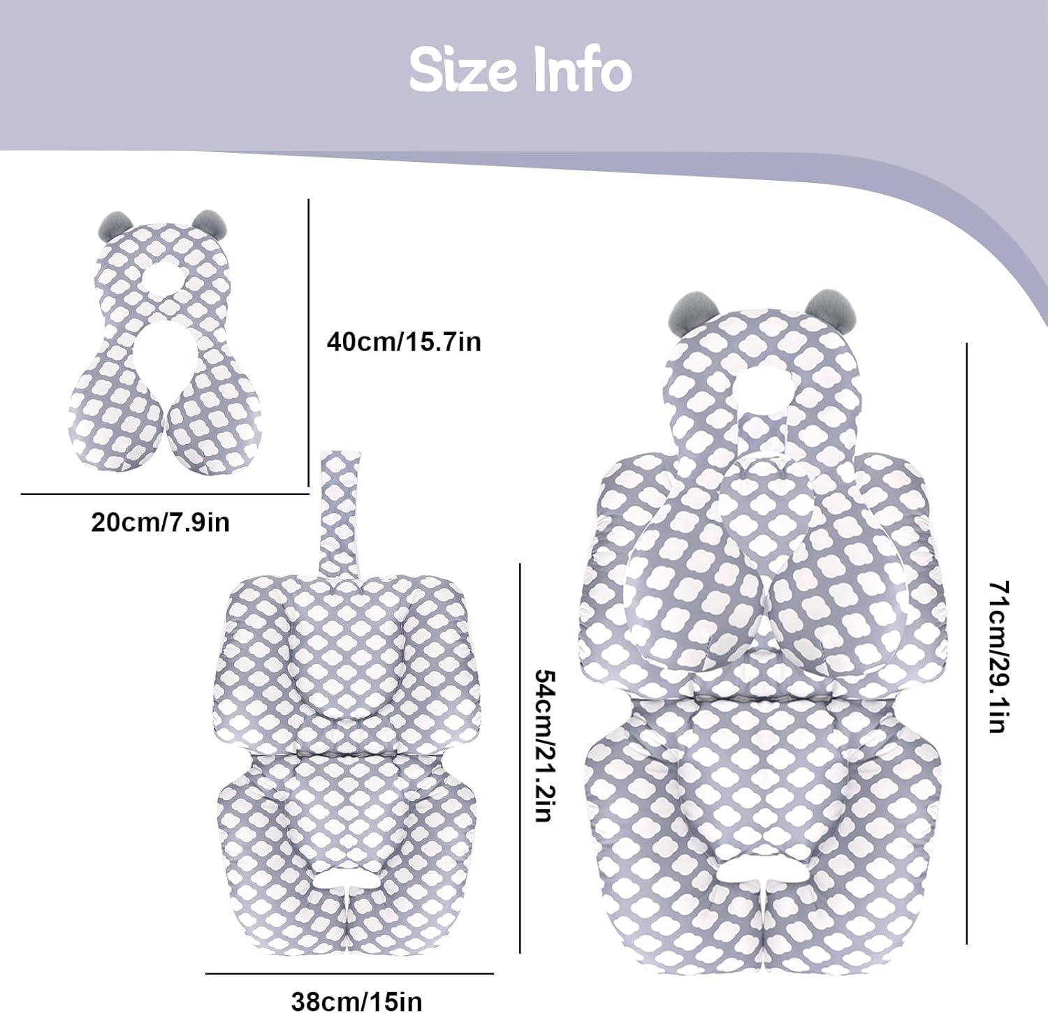 Top KAKIBLIN Stroller Cushion Toddler Car Seat Insert, Carseat Insert Support for Newborn, Baby Stroller Pillow, Baby Pad Car Seat Neck Support Cushion for Toddler (Cloud) - Image 7