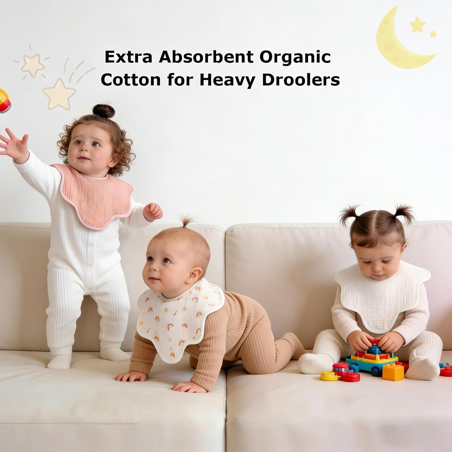 Amazing CandyHome Muslin Bibs for Baby Girl Boy 6 Pack, 100% Cotton Extra Soft Absorbent Bandana Baby Bibs for Drooling and Teething Toddler Baby Girl Newborn Essentials Gifts - Image 5