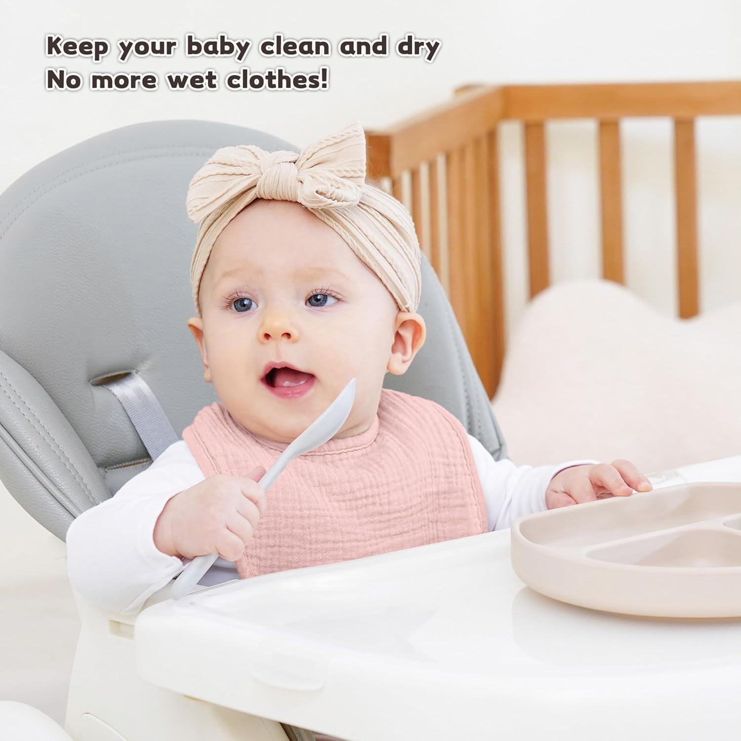 Review Susurration Muslin Baby Drool Bibs 10Pack Soft Square Adjustable Bandana Bibs for Unisex Baby Girls & Boys - Image 2