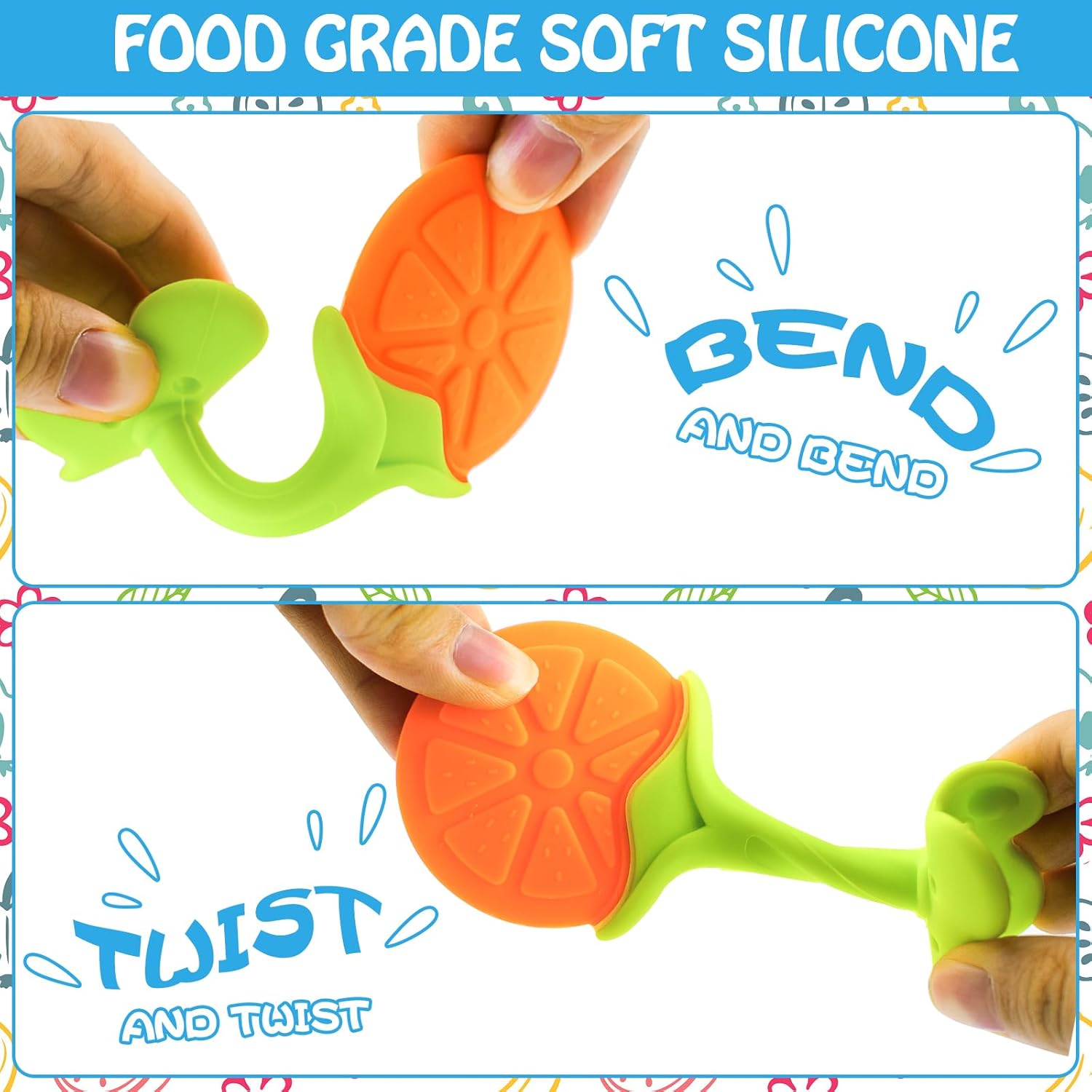 Top Teething Toys (5 Pack) - Tinabless Infant Teething Keys Set, BPA-Free, Natural Organic Freezer Safe for Infants and Toddlers, Silicone Baby Teethers - Image 7