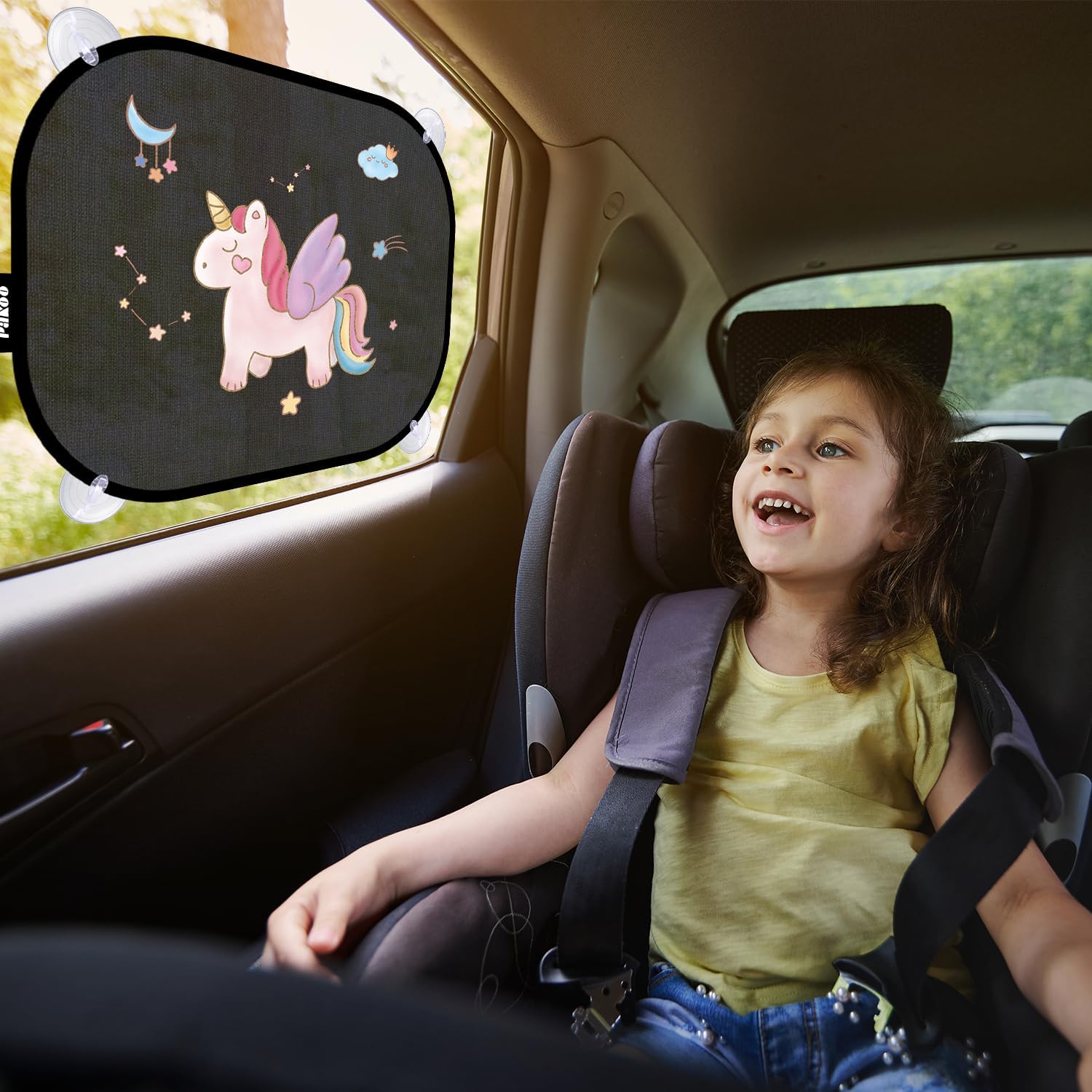 Top Pakoo Car Window Shade for Baby, 2 Pack UV Protection Breathable Universal Fit Mesh Car Window Shades, 2 Pack with 8 Suction Cups- 17.7 x 14 inches - Image 2