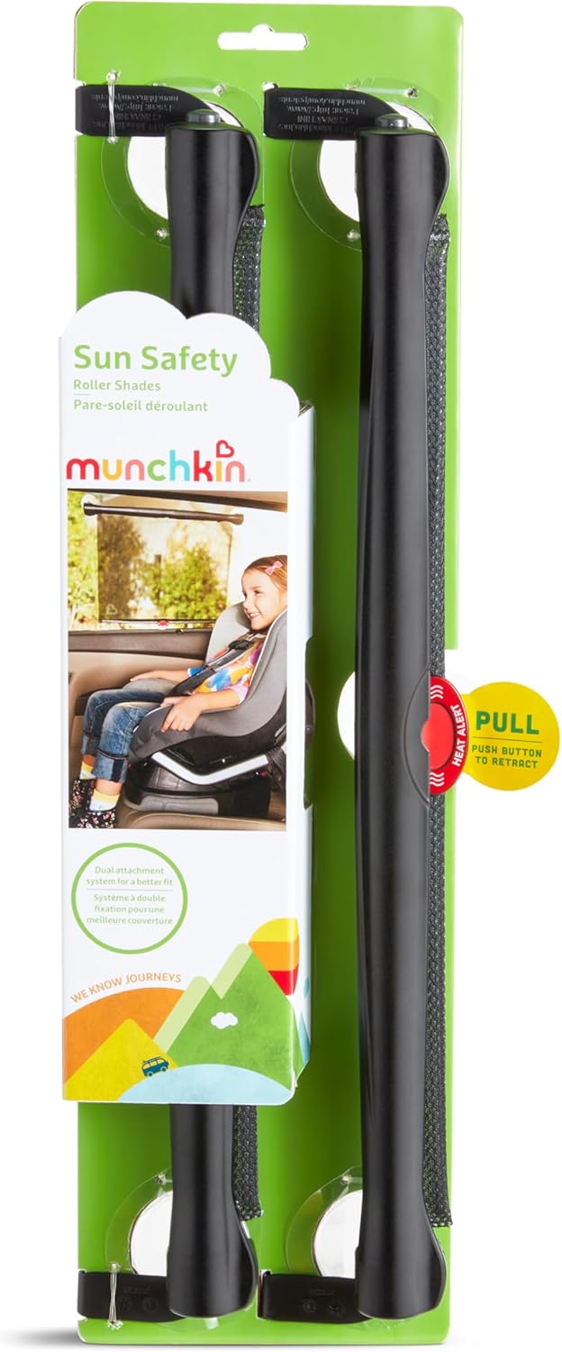 Review Munchkin Brica Sun Safety Car Window Shade with Heat Alert, Helps Block UVA/UVB Rays, 2 Pack, Black - Image 7