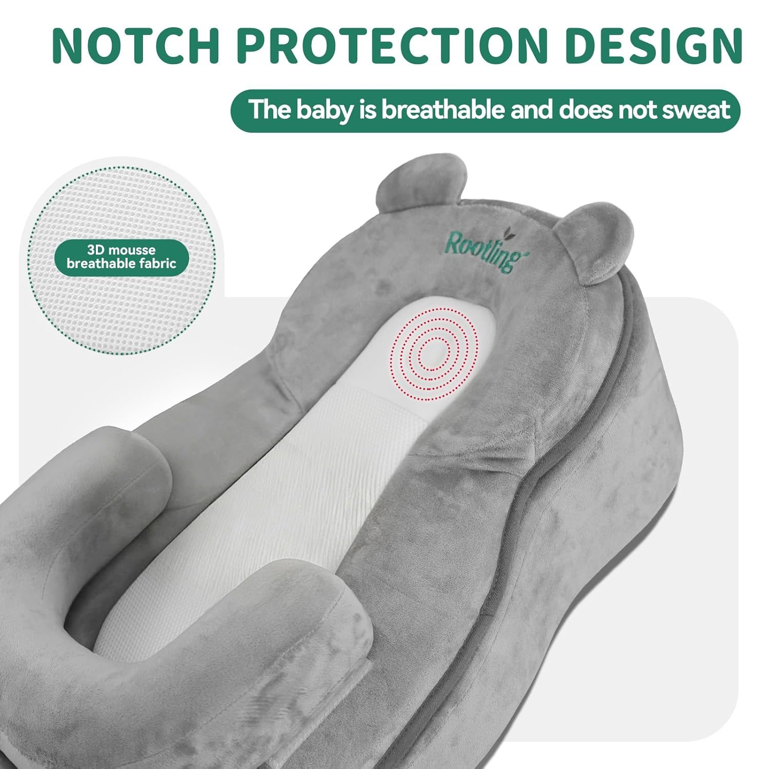 Top Rootling Baby Feeding Pillow, Anti Overflow Feeding Pillow for Reducing Spit-Up, Safety Nursing Pillow, Baby Lounger Reflux Wedge Breastfeeding, Removable top and Bottom - Image 6