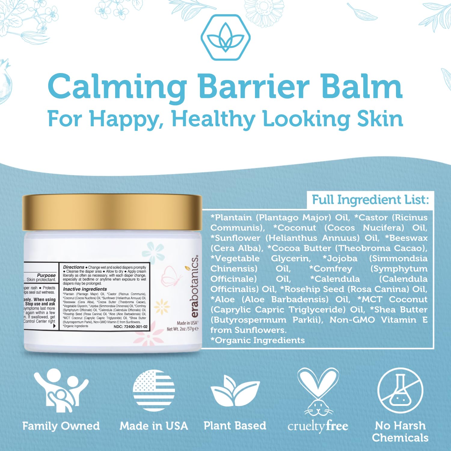 Amazing Era Organics Diaper Rash Cream For Baby - Extra Soothing and Moisturizing with Zinc Oxide, Organic Aloe Vera, Chamomile, Calendula Plus More - Gentle Butt Rash Moisturizer - Image 6