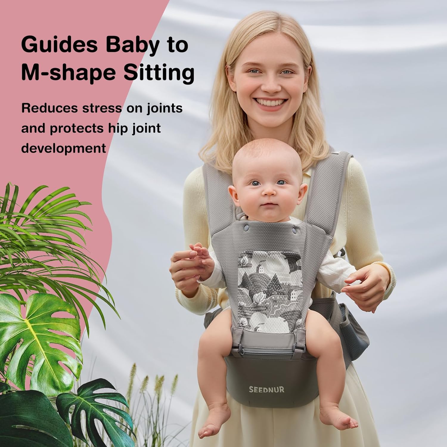 Amazing Baby Carrier, 6-in-1 Ergonomic Baby Carrier Newborn to Toddler, Safety-Certified Infant Toddler Carrier with Hip Seat, Detachable Baby Hip Carrier to Hands-Free Perfect for Shopping & Walking - Image 3