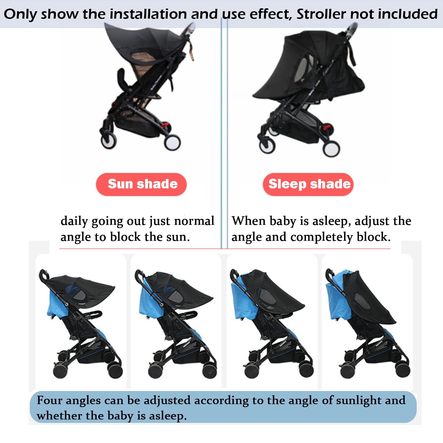 Top Features Waterproof Baby Stroller Sun Rain Cover UV Protection Adjustable Blackout Canopy for Travel Park Zoo - Image 6