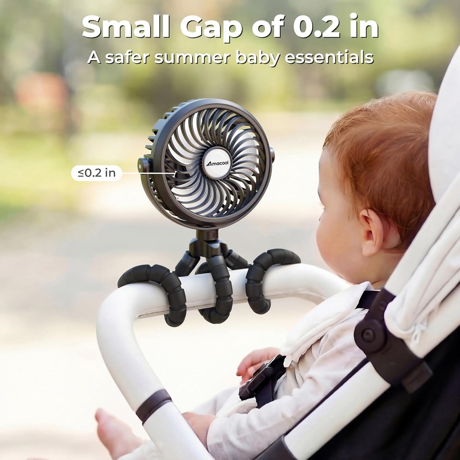 Amazing AMACOOL Battery Operated Stroller Fan, Baby Travel Essentials for Beach Disney, Newborn Boy & Girl Showers Gifts Registry Search, Rechargeable Clip On Fan for Car Seat Wagon Crib Bike Treadmill - Image 2